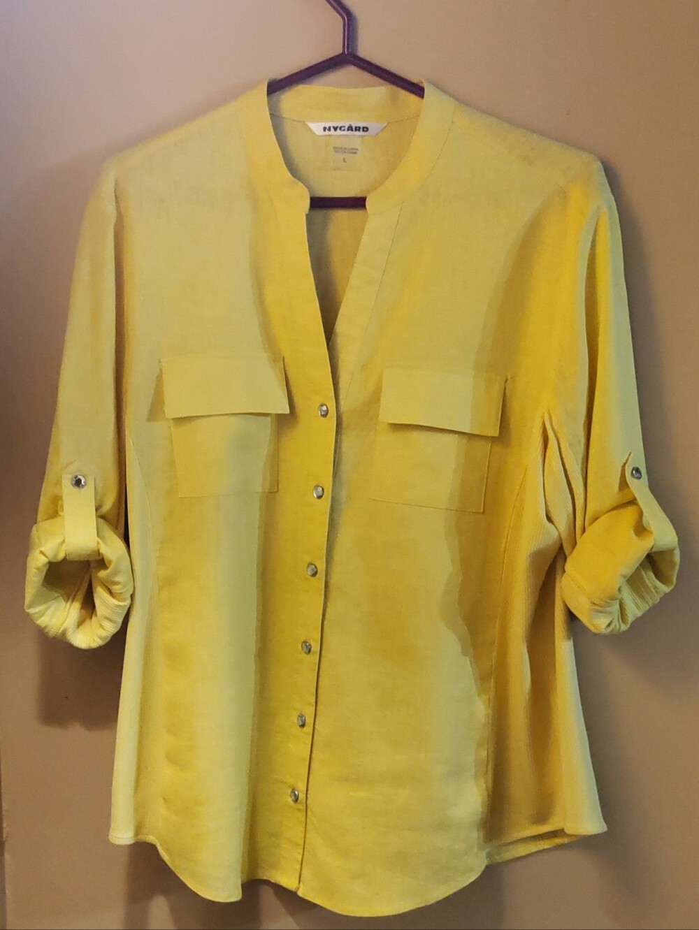 Nygard Sunny Yellow Button-Front Utility Shirt